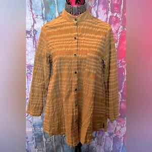 Mordenmiss Button-down Shirt Blouse Size Large Mustard Yellow